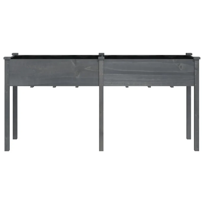 Jardinière en bois massif pour jardin balcon 161 x 45 x 76 cm espace ample fonction décorative en sapin gris 02_0047413