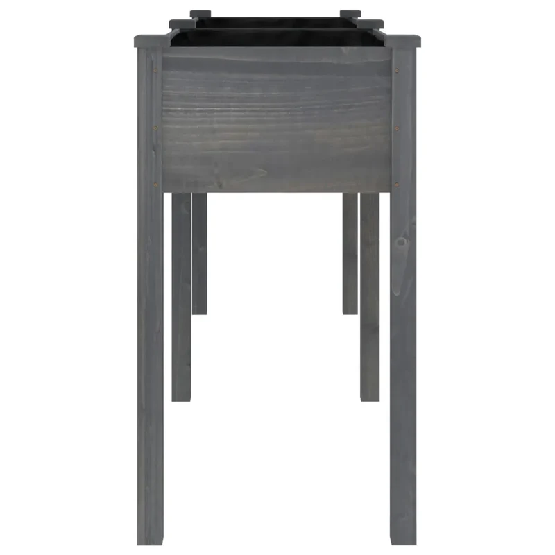 Jardinière en bois massif pour jardin balcon 161 x 45 x 76 cm espace ample fonction décorative en sapin gris 02_0047413