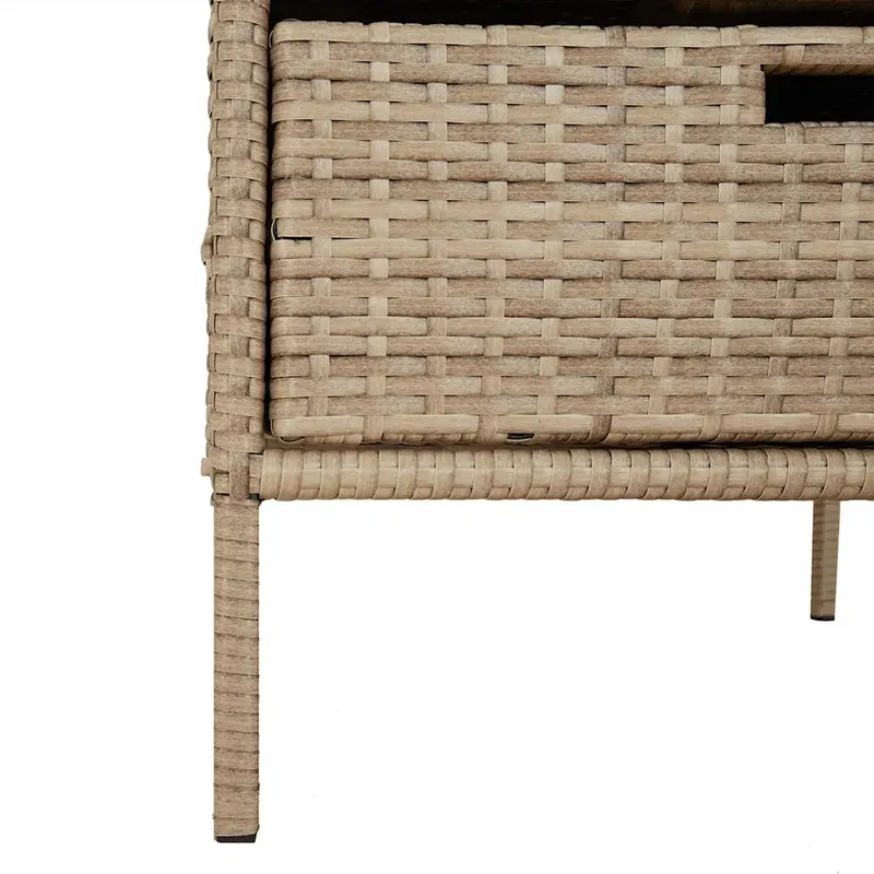 Armoire de rangement de jardin design moderne 55 x 59 x 80 cm avec 3 tiroirs en résine tressée beige 02_0047427