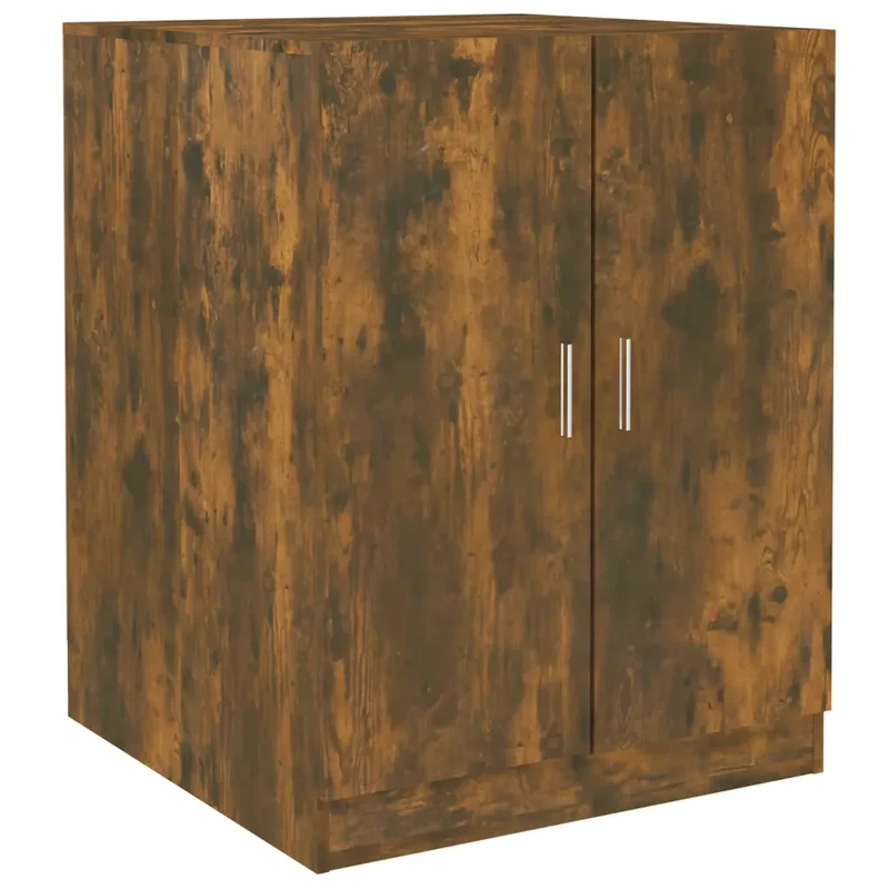 Armoire pour lave-linge moderne avec grand rangement 71 x 71,5 x 181,5 cm en bois d'ingénierie chêne fumé 02_0055235