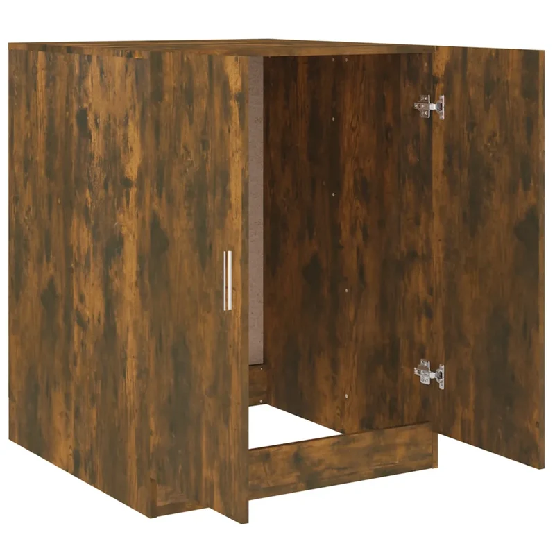 Armoire pour lave-linge moderne avec grand rangement 71 x 71,5 x 181,5 cm en bois d'ingénierie chêne fumé 02_0055235