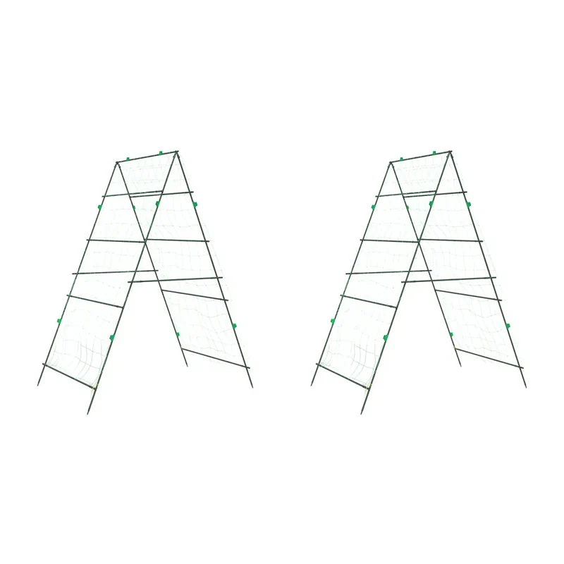 Treillis de jardin en forme de A pour plantes grimpantes 99 x 90 x 175,5 cm en acier vert 02_0055605