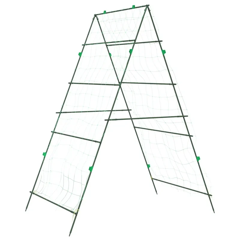 Treillis de jardin en forme de A pour plantes grimpantes 99 x 90 x 175,5 cm en acier vert 02_0055605