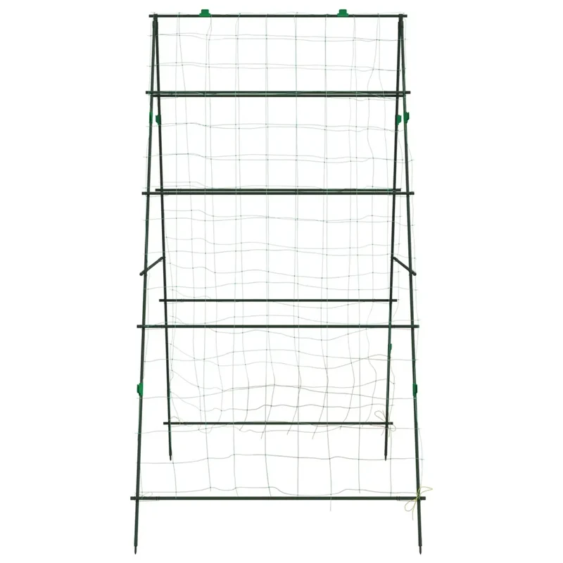 Treillis de jardin en forme de A pour plantes grimpantes 99 x 90 x 175,5 cm en acier vert 02_0055605
