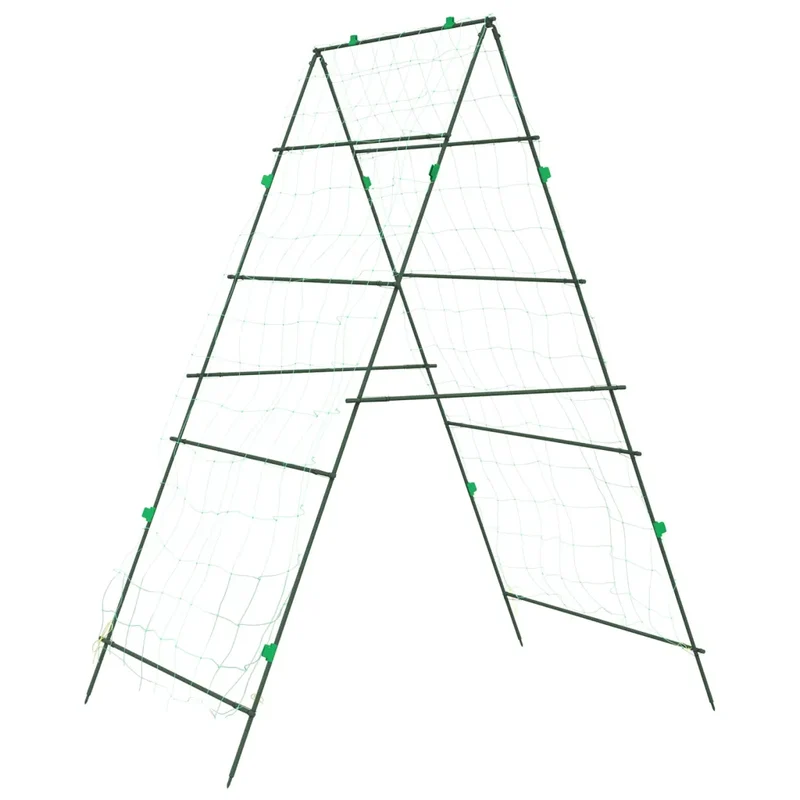 Treillis de jardin en forme de A pour plantes grimpantes 99 x 90 x 175,5 cm en acier vert 02_0055605