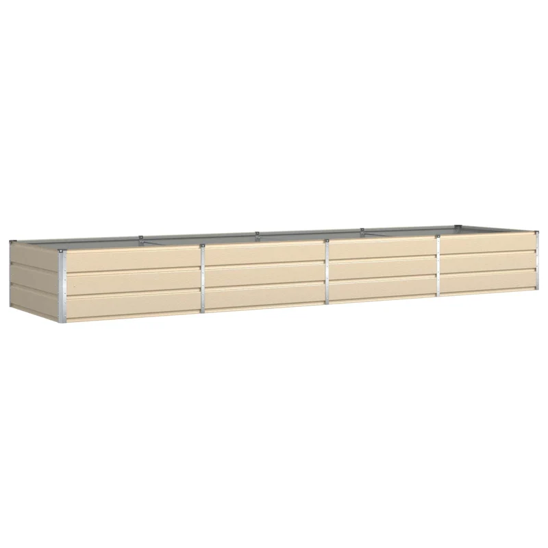 Lot de 1 jardinière moderne style industriel 195 x 100 x 45 cm en acier galvanisé ivoire 02_0059169