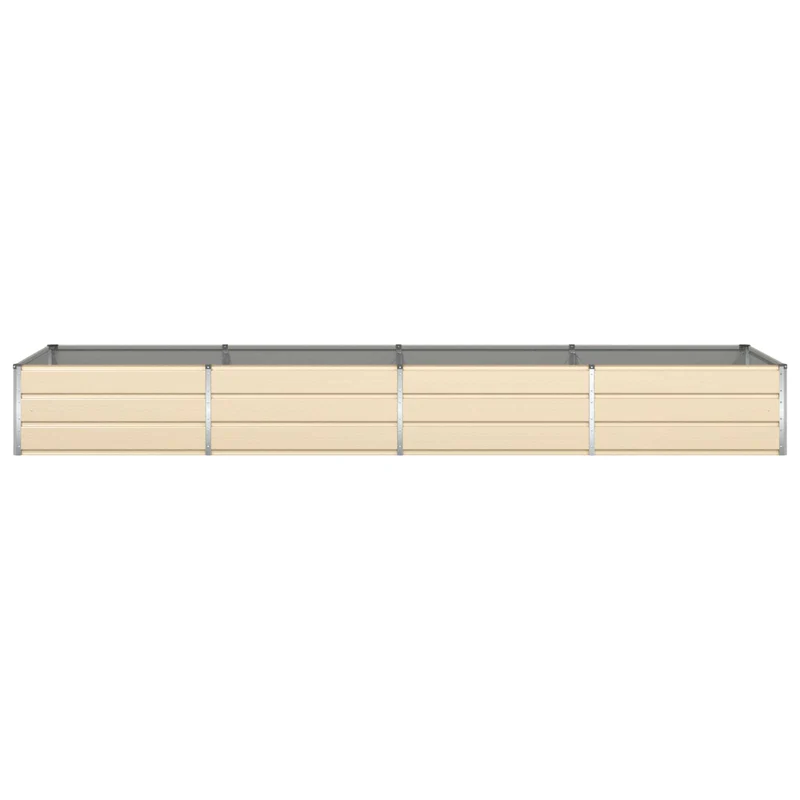 Lot de 1 jardinière moderne style industriel 195 x 100 x 45 cm en acier galvanisé ivoire 02_0059169