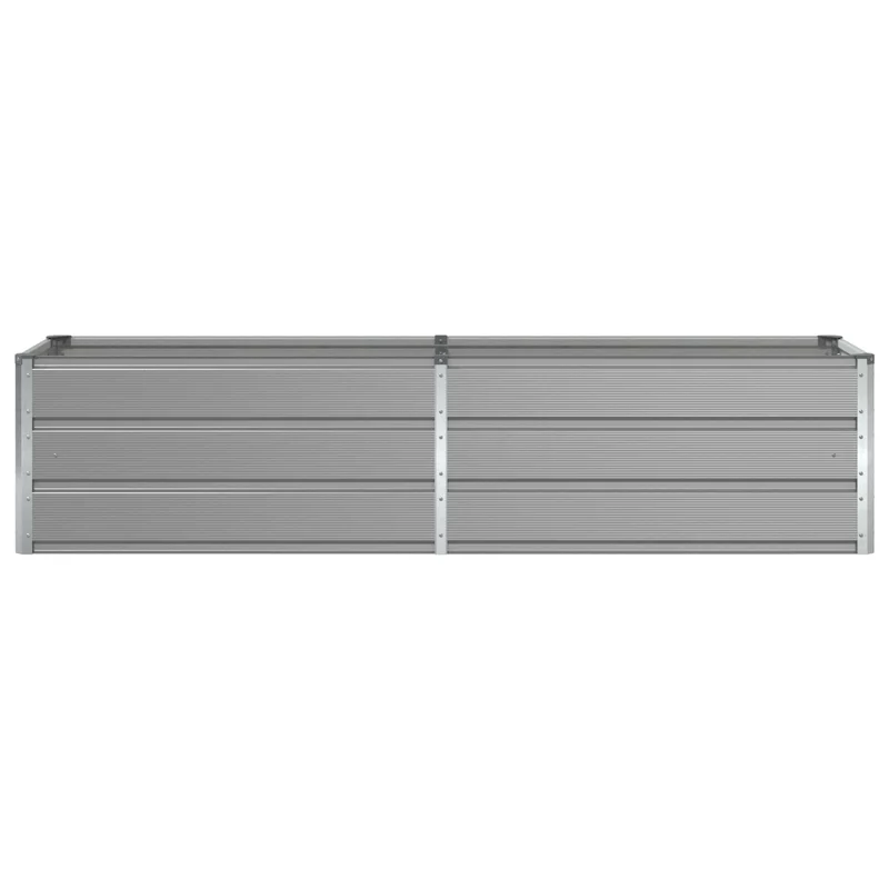 Jardinière design moderne extérieure 195 x 50 x 45 cm usage polyvalent en acier galvanisé gris clair 02_0059198