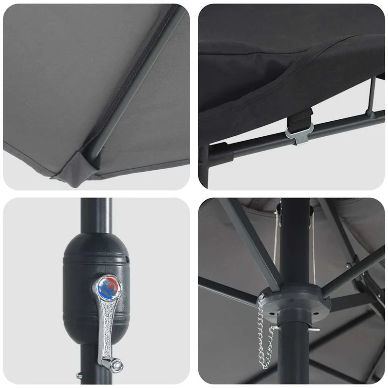 Parasol de jardin moderne pliable 385 x 209 x 244 cm fonctionnel et durable en polyester anthracite 02_0058676