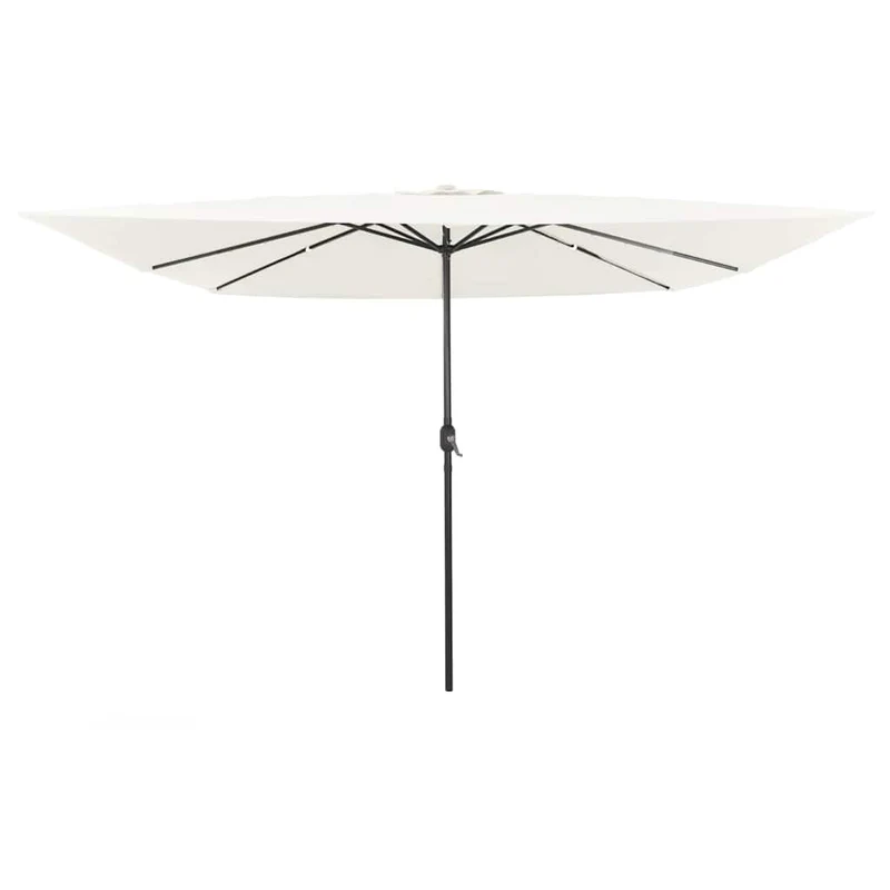 Parasol de jardin moderne pliable 295 x 295 x 245 cm avec LED ambiance cosy en polyester sable 02_0058803