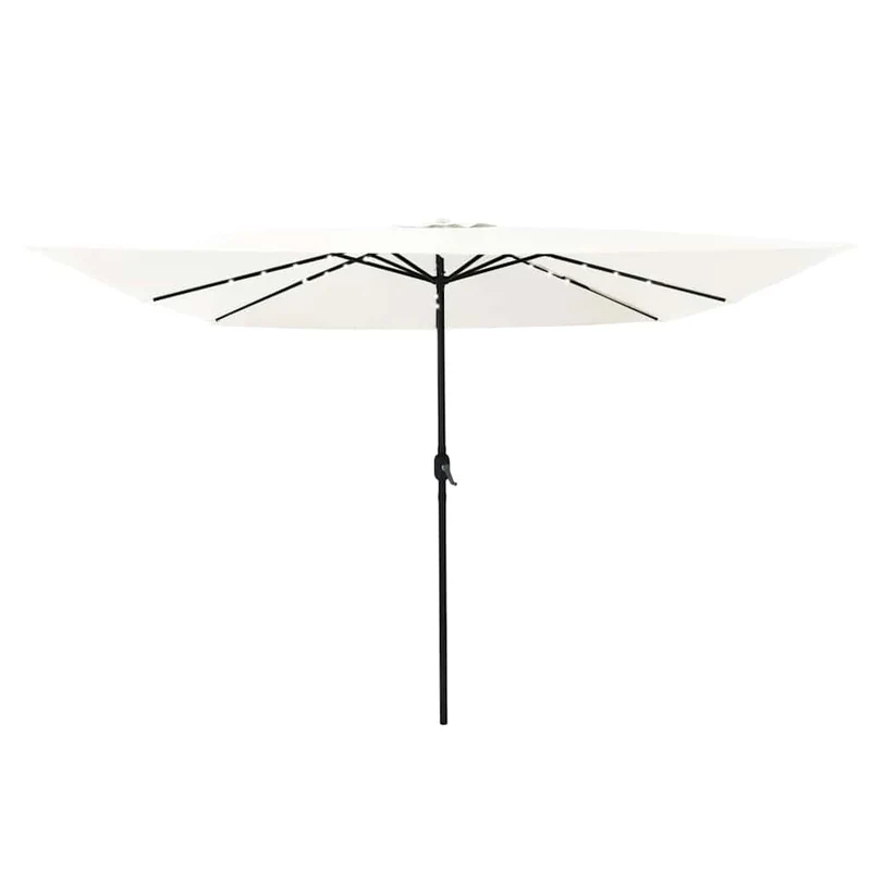 Parasol de jardin moderne pliable 295 x 295 x 245 cm avec LED ambiance cosy en polyester sable 02_0058803
