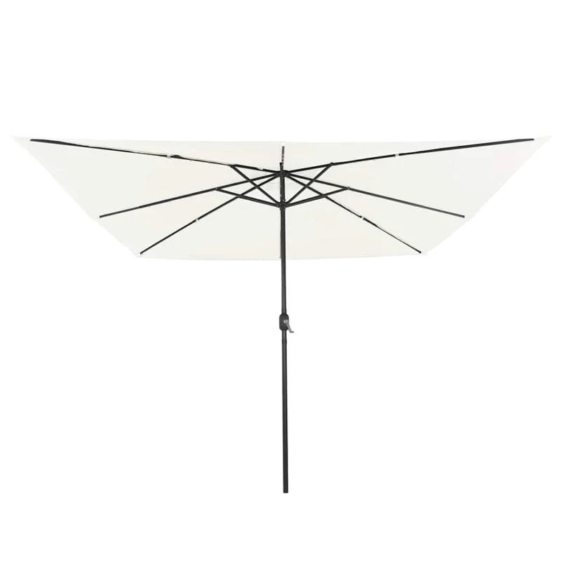 Parasol de jardin moderne pliable 295 x 295 x 245 cm avec LED ambiance cosy en polyester sable 02_0058803