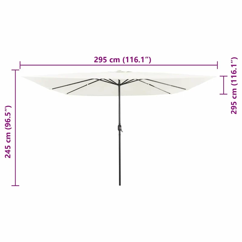Parasol de jardin moderne pliable 295 x 295 x 245 cm avec LED ambiance cosy en polyester sable 02_0058803