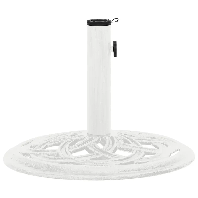 Socle de parasol robuste extérieur 44 x 44 x 31 cm motif floral chic en fonte blanc 02_0046549