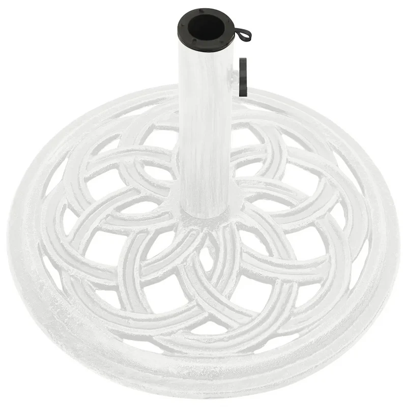 Socle de parasol robuste extérieur 44 x 44 x 31 cm motif floral chic en fonte blanc 02_0046549