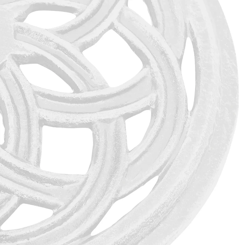 Socle de parasol robuste extérieur 44 x 44 x 31 cm motif floral chic en fonte blanc 02_0046549