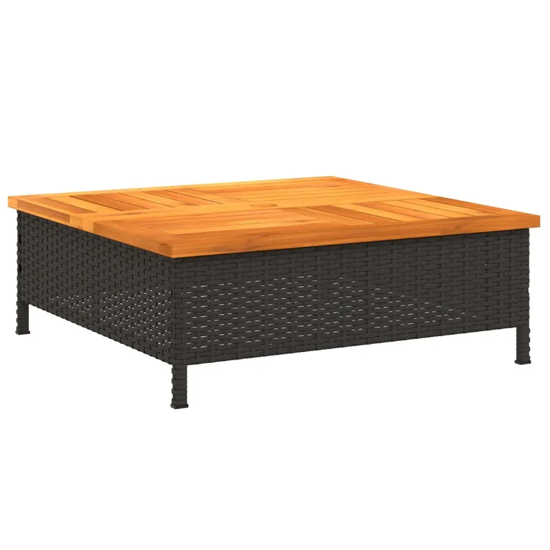 Couvercle de base de parasol table basse multifonction jardin 70 x 70 x 25 cm en résine tressée noir 02_0047444
