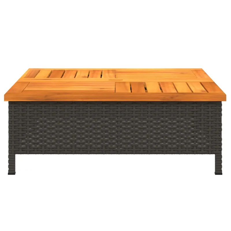 Couvercle de base de parasol table basse multifonction jardin 70 x 70 x 25 cm en résine tressée noir 02_0047444