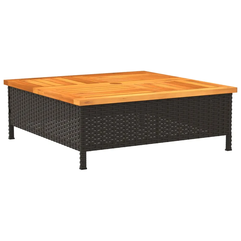 Couvercle de base de parasol table basse multifonction jardin 70 x 70 x 25 cm en résine tressée noir 02_0047444