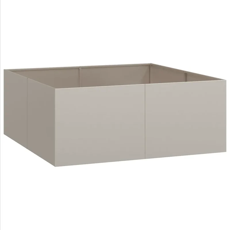 Jardinière carré design moderne extérieur 100 x 100 x 40 cm avec fond ouvert esthétique en acier rouillé 02_0051599