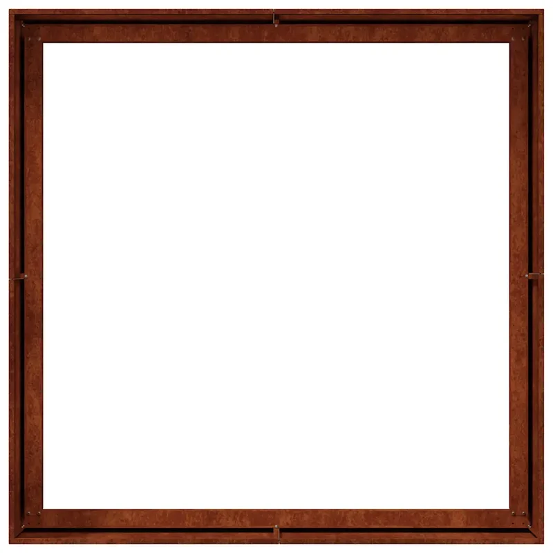 Jardinière carré design moderne extérieur 100 x 100 x 40 cm avec fond ouvert esthétique en acier rouillé 02_0051599