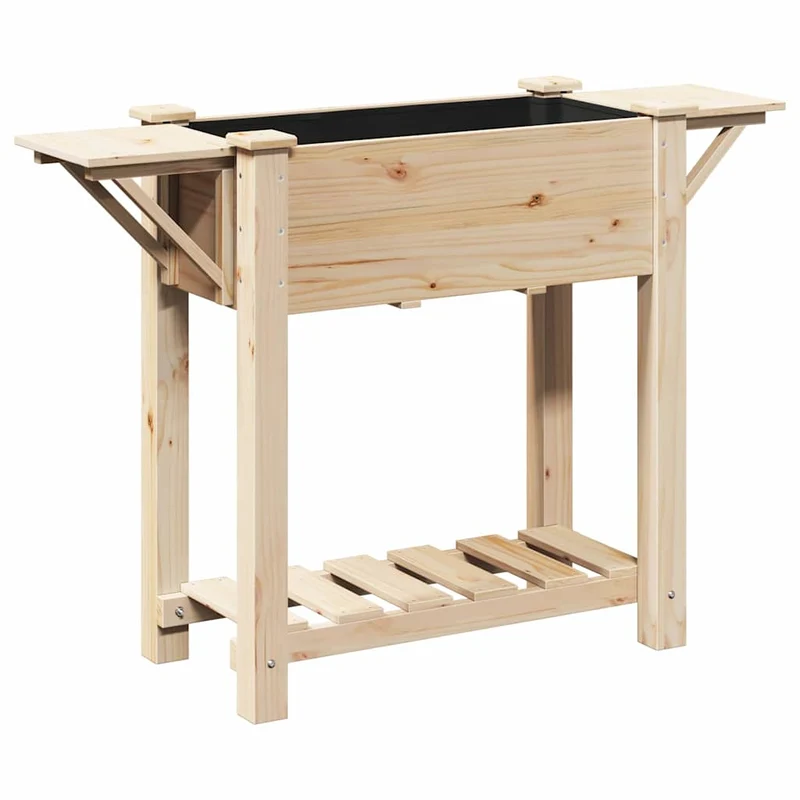 Cache-pot de jardin avec étagère minimaliste 111 x 37 x 76 cm fonctionnel chic en sapin beige 02_0058846
