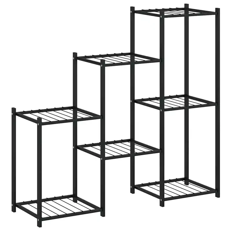 Jardinière étagère de rangement salon 83 x 25 x 80 cm en fer noir 02_0047095