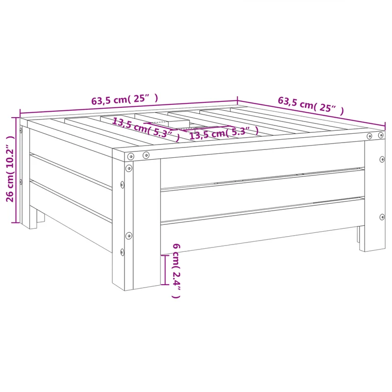 Couvercle de base de parasol table d'appoint rustique extérieur 63,5 x 63,5 x 26 cm en bois de pin blanc 02_0048513