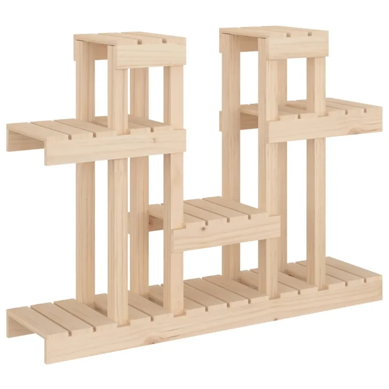 Support à plantes en bois massif avec étagères 104,5 x 25 x 77,5 cm décoratif style rustique en pin naturel 02_0048469