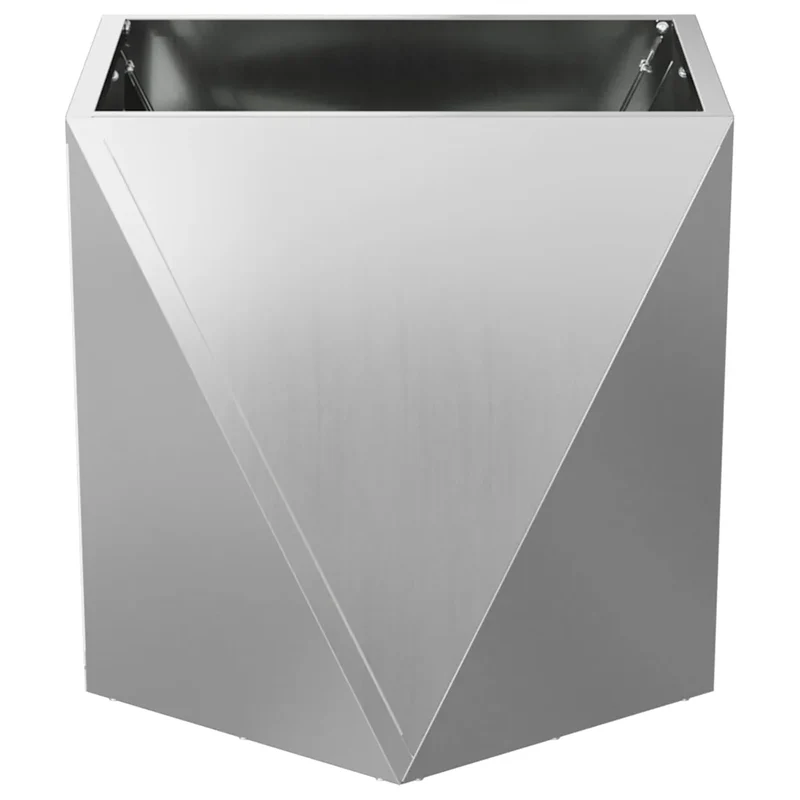 Jardinière carrée extérieure 50 x 50 x 50 cm design moderne contemporain résistance intempérie en acier galvanisé argent 02_0053086