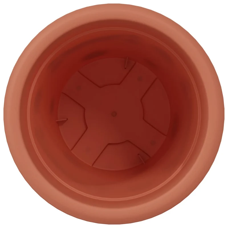 Lot de 24 pots de fleurs ronds modernes légers jardin 26 x 21,5 cm en plastique rouge brique 02_0059329