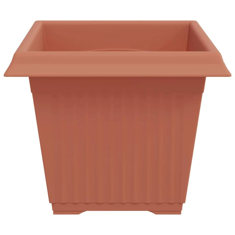 Lot de 24 pots de fleurs carrés modernes 43 x 43 x 33,5 cm utilisation intérieure et extérieure en plastique rouge brique 02_0059370