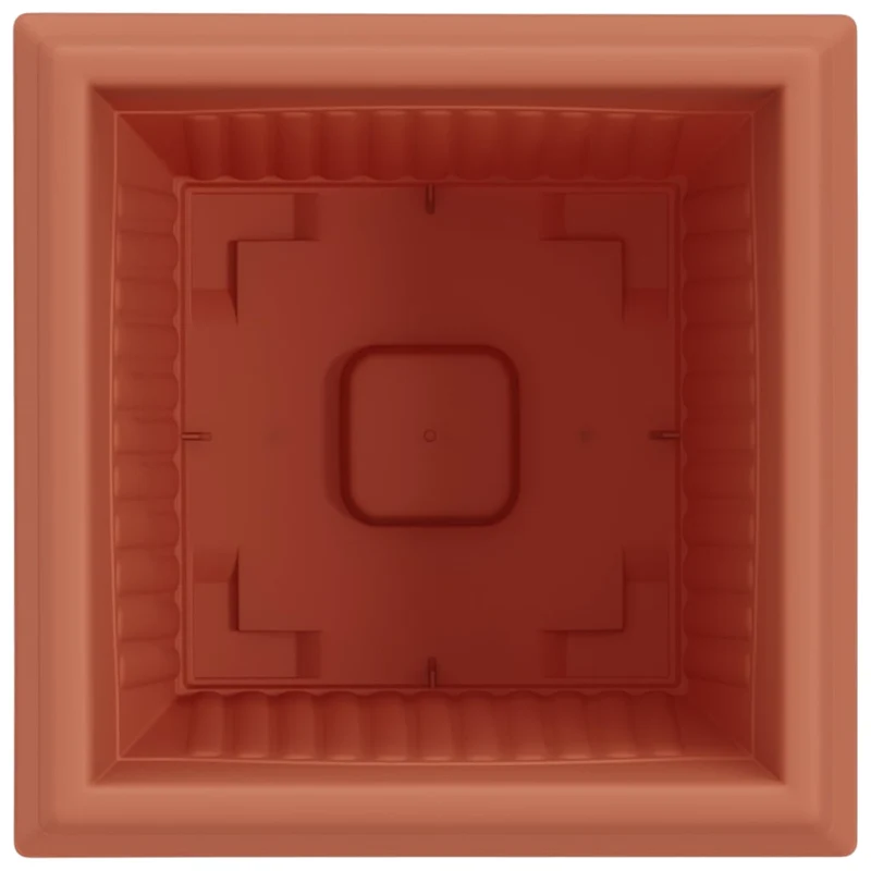 Lot de 24 pots de fleurs carrés modernes 43 x 43 x 33,5 cm utilisation intérieure et extérieure en plastique rouge brique 02_0059370