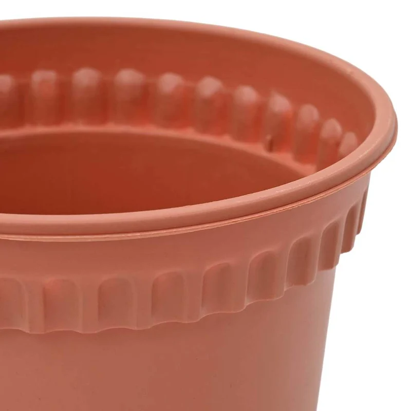 Lot de 24 pots à fleurs ronds cylindriques design contemporain 15 x 15 x 12 cm en plastique rouge brique 02_0059316