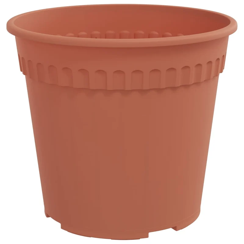 Lot de 24 pots à fleurs ronds légers jardin terrasse 19 x 19 x 16 cm en plastique rouge brique 02_0059318
