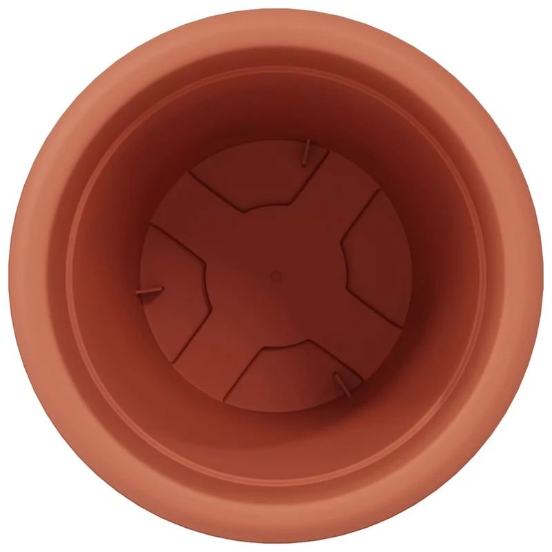 Lot de 24 pots à fleurs ronds minimalistes modernes intérieur extérieur 26 x 21,5 cm en plastique rouge brique 02_0059330