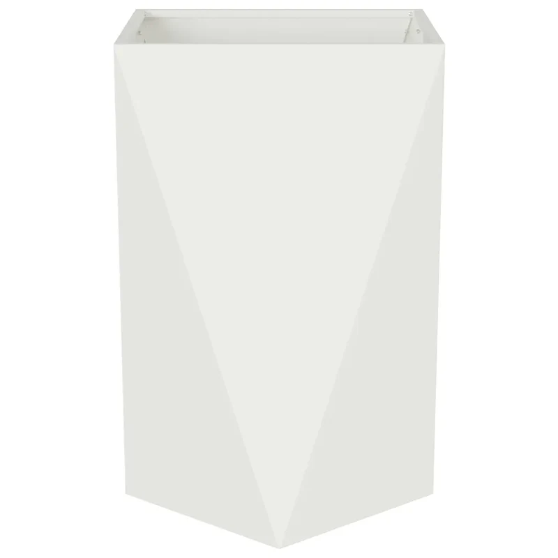 Jardinière moderne pour extérieur 50 x 50 x 75 cm avec base intégrée style épuré en acier blanc 02_0053036