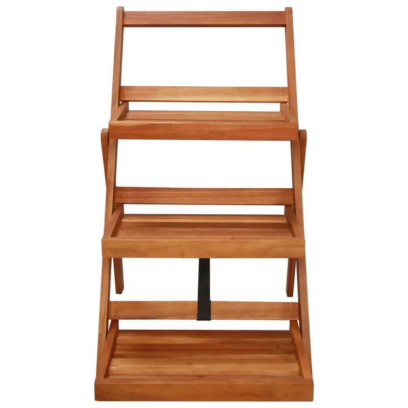 Support de jardinière à 3 niveaux pliable 50 x 63 x 80 cm en acacia marron 02_0045886