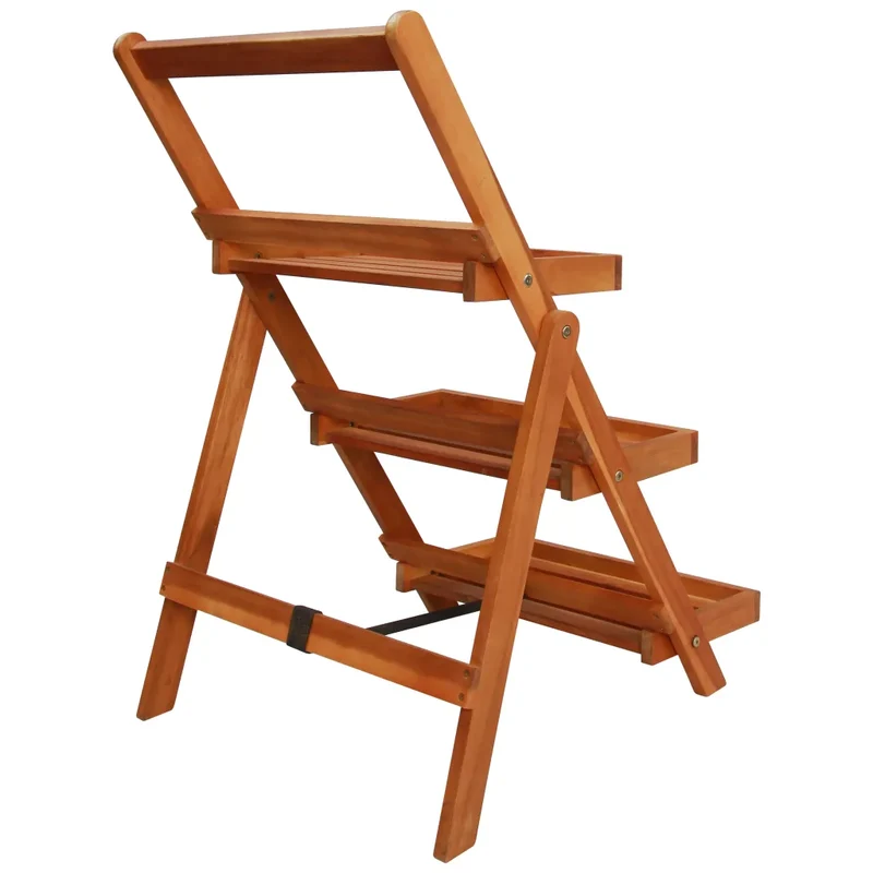 Support de jardinière à 3 niveaux pliable 50 x 63 x 80 cm en acacia marron 02_0045886