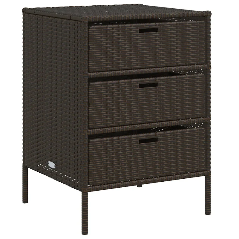 Armoire de rangement de jardin extérieure 55 x 59 x 80 cm grande capacité durable en résine tressée marron 02_0047425