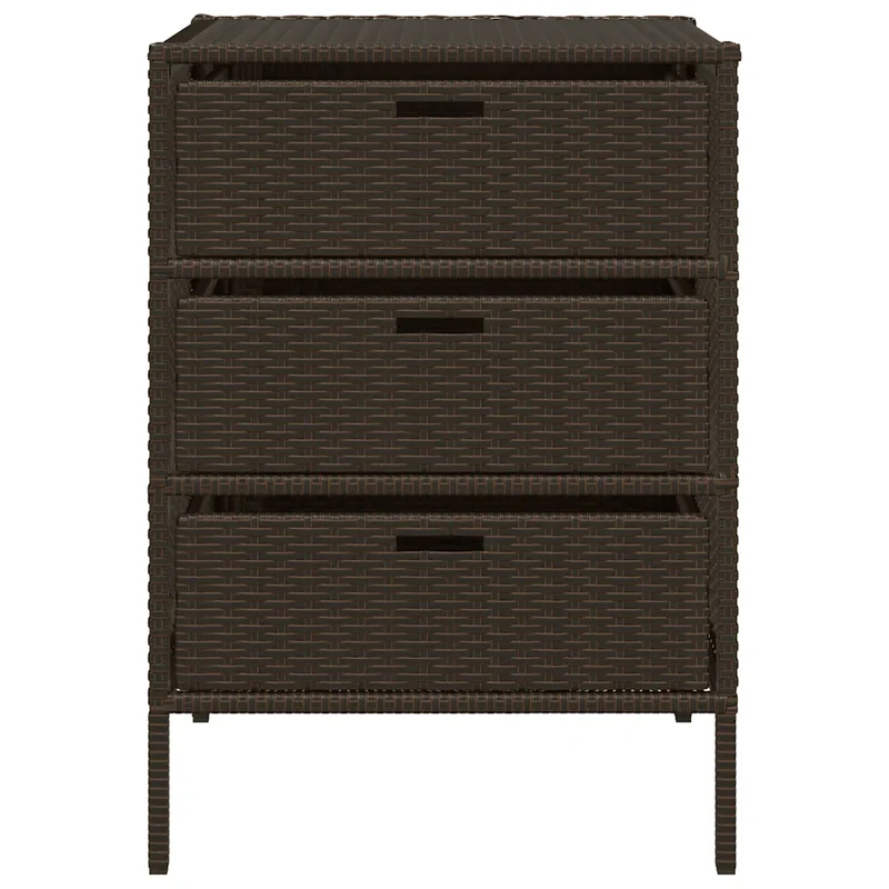 Armoire de rangement de jardin extérieure 55 x 59 x 80 cm grande capacité durable en résine tressée marron 02_0047425