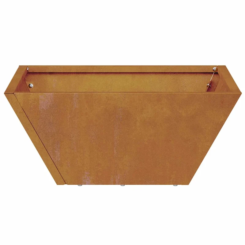 Cache-pot de jardin trapézoïdal moderne minimaliste 35 x 35 x 15 cm en acier rouillé 02_0052366