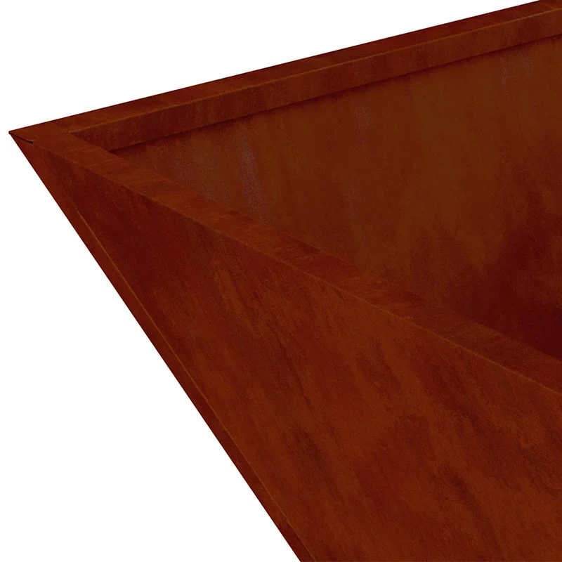 Cache-pot de jardin trapézoïdal moderne minimaliste 35 x 35 x 15 cm en acier rouillé 02_0052366