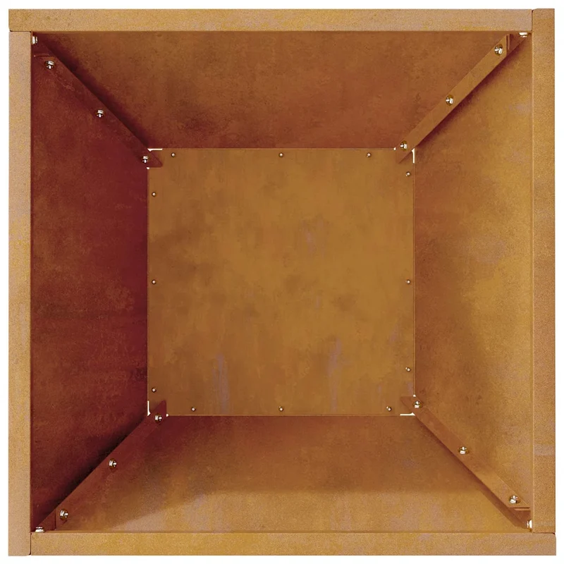 Cache-pot de jardin trapézoïdal moderne minimaliste 35 x 35 x 15 cm en acier rouillé 02_0052366