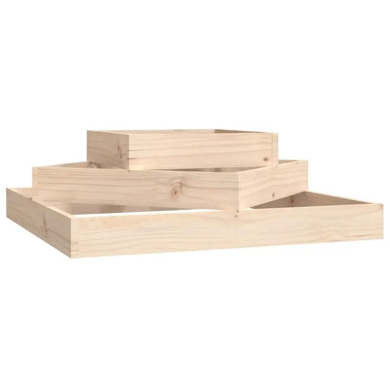 Jardinière 3 niveaux design rustique extérieur jardin 83 x 83 x 27 cm en bois de pin naturel 02_0048485