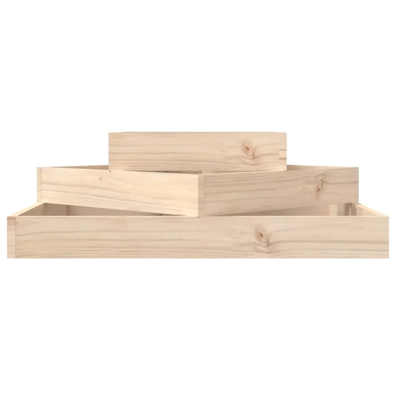 Jardinière 3 niveaux design rustique extérieur jardin 83 x 83 x 27 cm en bois de pin naturel 02_0048485