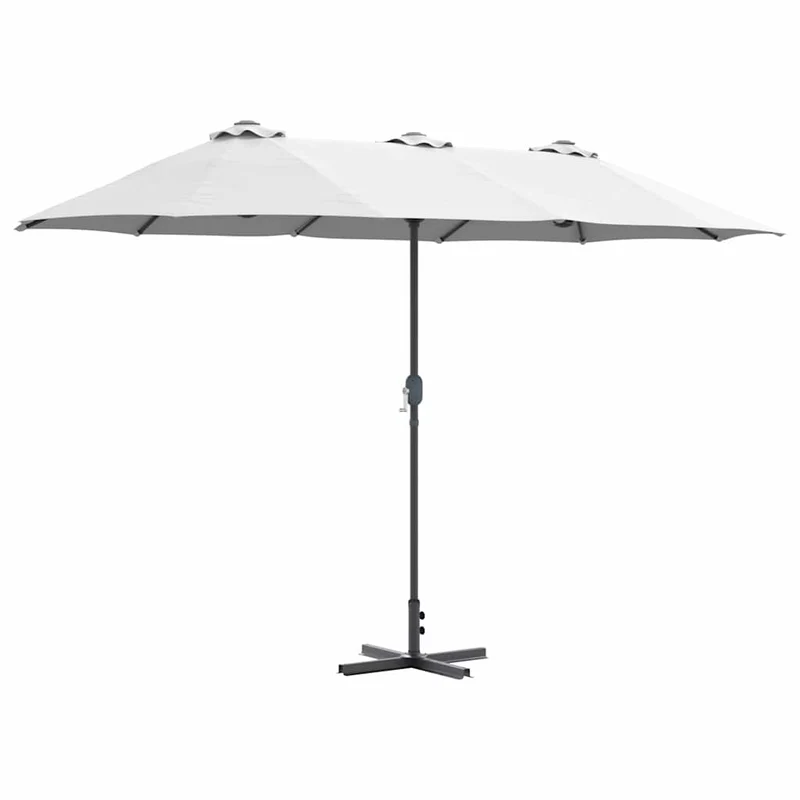 Parasol de jardin pliable moderne 370 x 197 x 239 cm pratique et durable en polyester sable 02_0058739