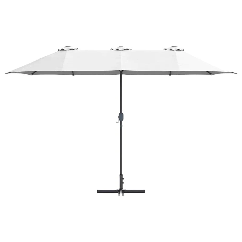 Parasol de jardin pliable moderne 370 x 197 x 239 cm pratique et durable en polyester sable 02_0058739