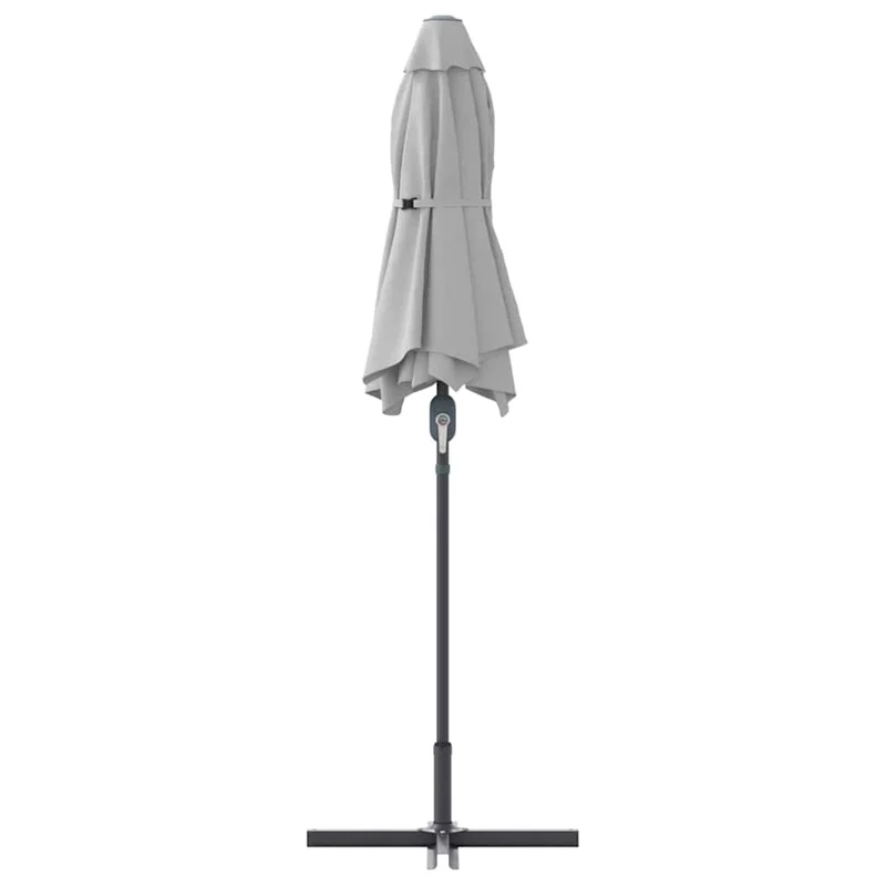 Parasol de jardin pliable moderne 370 x 197 x 239 cm pratique et durable en polyester sable 02_0058739