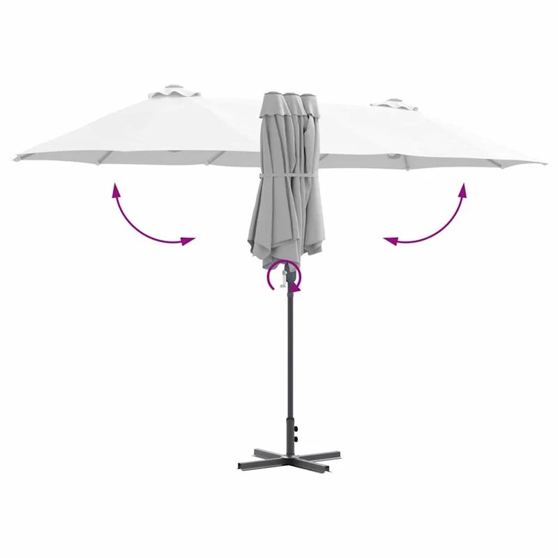 Parasol de jardin pliable moderne 370 x 197 x 239 cm pratique et durable en polyester sable 02_0058739